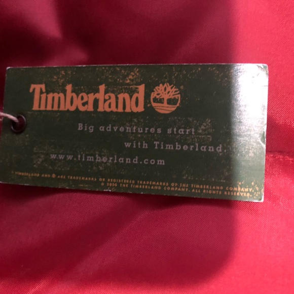 NWT Timberland mens Down Puffer Jacket size S Brick Red Stitched Tree logo - Picture 14 of 16
